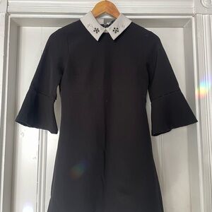 Zara Black Dress with White Embellished Collar